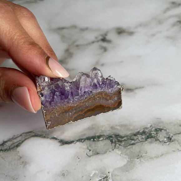 Artisian handmade amethyst necklace and stearling silver outline - Picture 4 of 6